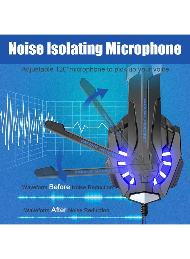 BENGOO G9000 Stereo Gaming Headset for PS4 PC Xbox One PS5 Controller, Noise Cancelling Over Ear Headphones with Mic, LED Light, 7.1 Surround Sound, Soft Memory Earmuffs for Nintendo Xbox Series X|S - Image 4