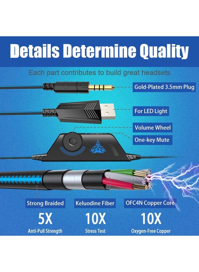 BENGOO G9000 Stereo Gaming Headset for PS4 PC Xbox One PS5 Controller, Noise Cancelling Over Ear Headphones with Mic, LED Light, 7.1 Surround Sound, Soft Memory Earmuffs for Nintendo Xbox Series X|S - Image 5