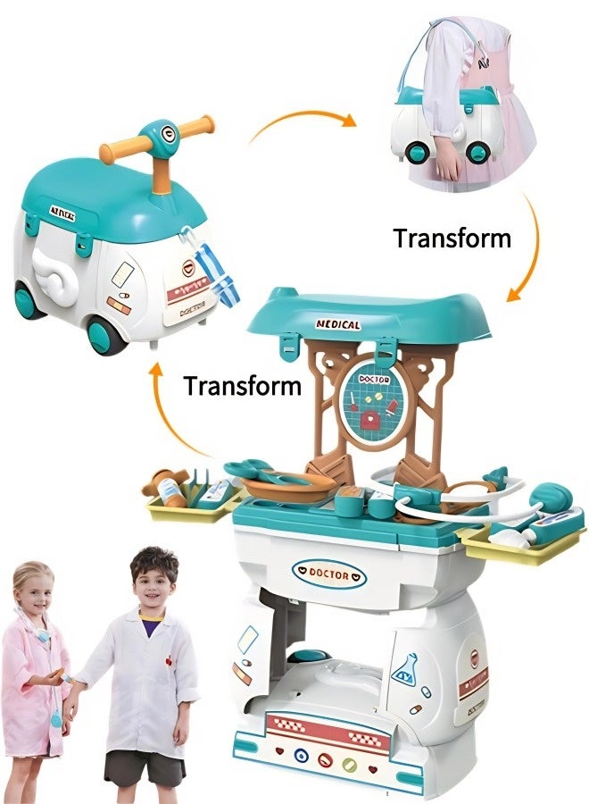 Vixplorn Children's pretend play toys, doctor role-play toys, three-in-one storage car simulation medical toy set, suitable for children aged 3+, suitable as gifts for children on National Day, Ramadan, New Year, children's birthdays, Easter and other holidays - Image 2