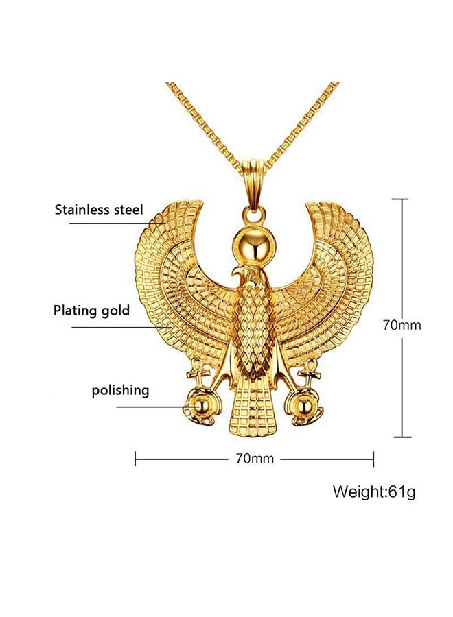 roaiss Hip Hop Plated 18K Gold Stainless Steel Egyptian Horus Eagle Pendant Necklace - Image 2