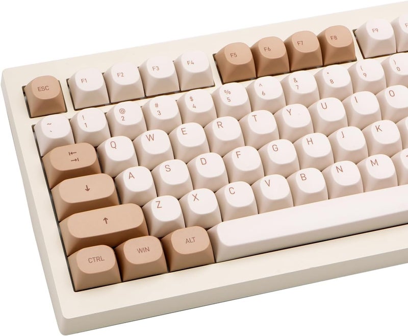 TIMSEKER 119 Keys Retro Minimalist Brown and Grey Keycaps, Custom MA Profile PBT Dye Sub Keycaps for ANSI Layout Cherry Mx Mechanical Keyboard (Only Keycap) - Image 1
