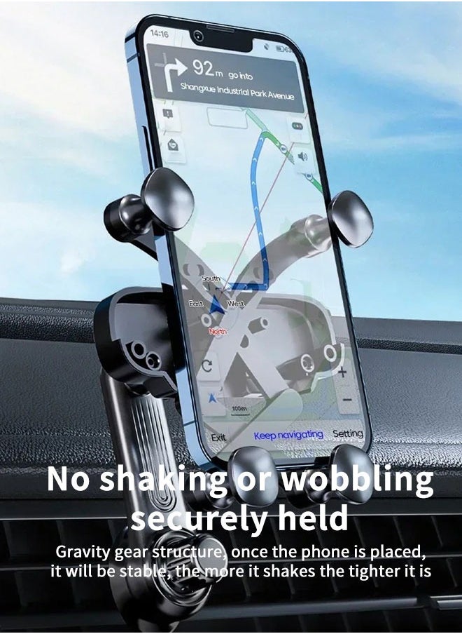 Generic - Mobile Holder For Car Gravity Car Phone Holder for 4.7-7.2 inch Mobile Phone Car Air Vent Phone Mount Universal Shockproof GPS Clip Smartphone Stand Suitable for iphone, Samsung, Huawei, Xiaomi, Black - Image 1