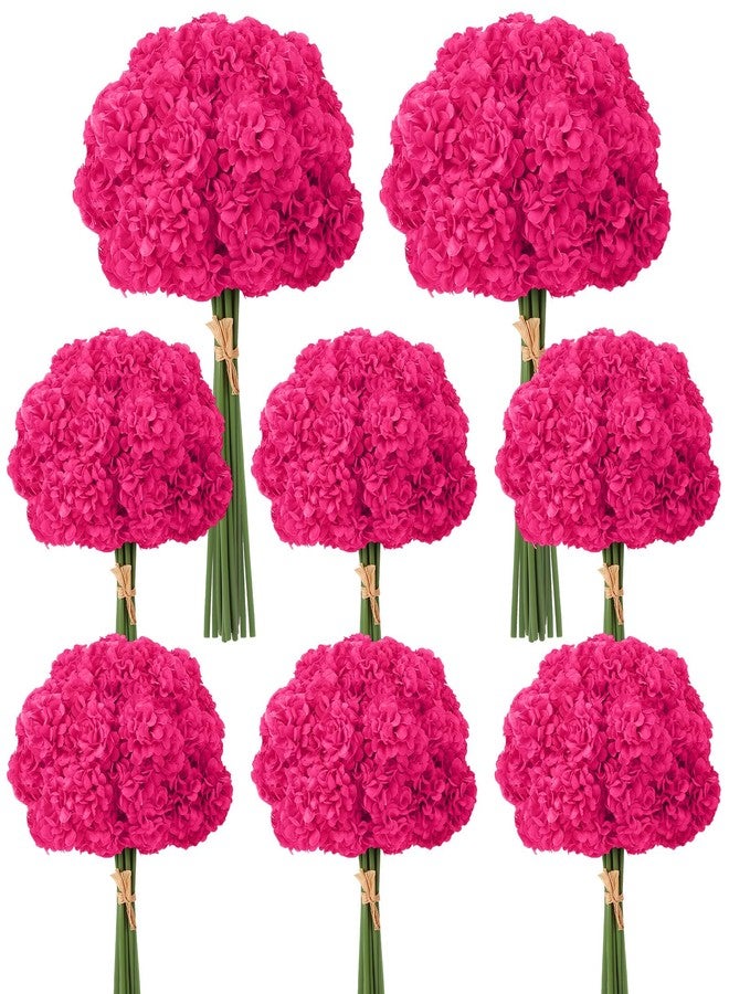 Ovveroche 72 Pcs Hot Pink Hydrangea Artificial Flowers, Round Floral Bouquet for Home Decor, Wedding, Party, and Seasonal Decoration, Realistic Fake Flowers for Centerpieces, Aisle, Table Arrangements - Image 1