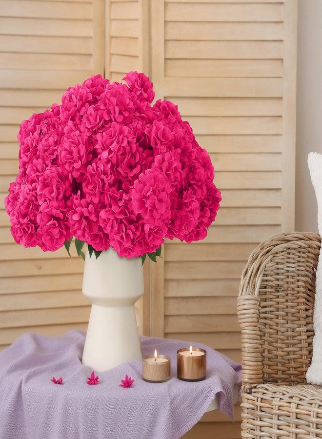 Ovveroche 72 Pcs Hot Pink Hydrangea Artificial Flowers, Round Floral Bouquet for Home Decor, Wedding, Party, and Seasonal Decoration, Realistic Fake Flowers for Centerpieces, Aisle, Table Arrangements - Image 3