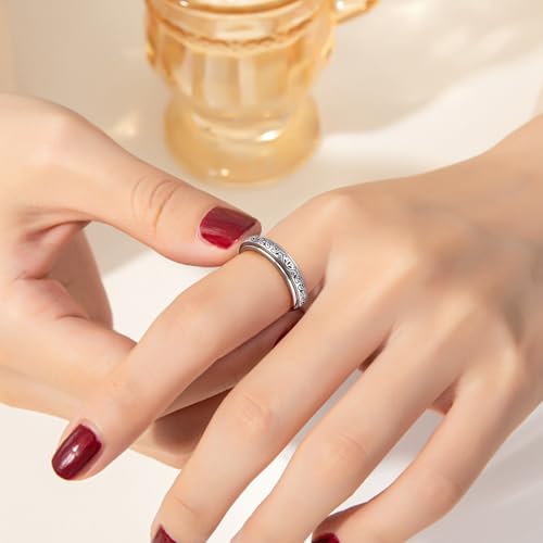 Ladytree Anxiety Fidget Ring S925 Sterling Silver Lotus Flower Yoga Just Breathe Spinner Worry Band Stress Relieving Boredom ADHD Autism Rings for Women MenSize 8 - Image 3