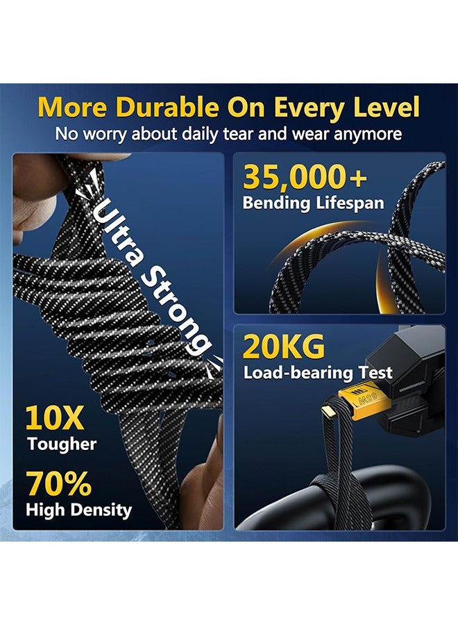 إكس ليفيل كابل USB C وكابل Lightning [كابل شحن سريع 4 في 1 بقوة 65 وات] مجموعة كابلات شحن متعددة بمنفذ Type C/USB A/Lightning لأجهزة iPhone/iPad/Samsung - Image 4