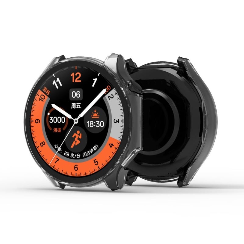 Wisely Electroplate Shine Protective Slim Bumper Tempered Glass Case Cover Compatible with OnePlus Watch 2, Luxury Black - Image 3