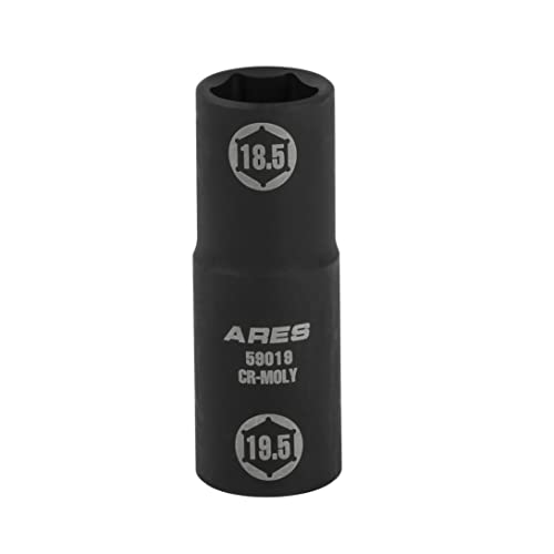 ARES 5901912inch Drive 185x195mm Half Size Lug Nut Flip Socket Impact Grade ChromeMoly Steel Remove Warped Damaged and Bloated Chrome Capped Lug Nuts - Image 1
