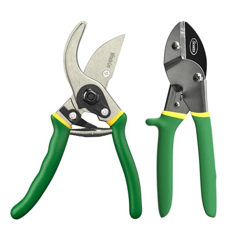 Miracle-Gro 2-Piece Pruning Shears Set – Includes 8 in. Bypass Pruner for Live Plants and 8 in. Anvil Pruner for Dry Stems – Sharp Carbon Steel Blades and Comfort Grip Handles for Garden and Yard Use - Image 1