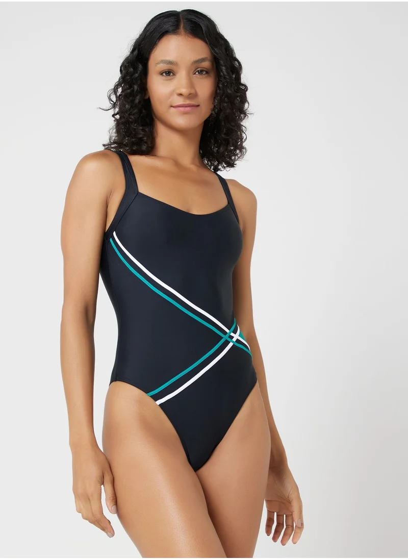 FRWD Stripe Detail Sleeveless Swimsuit
