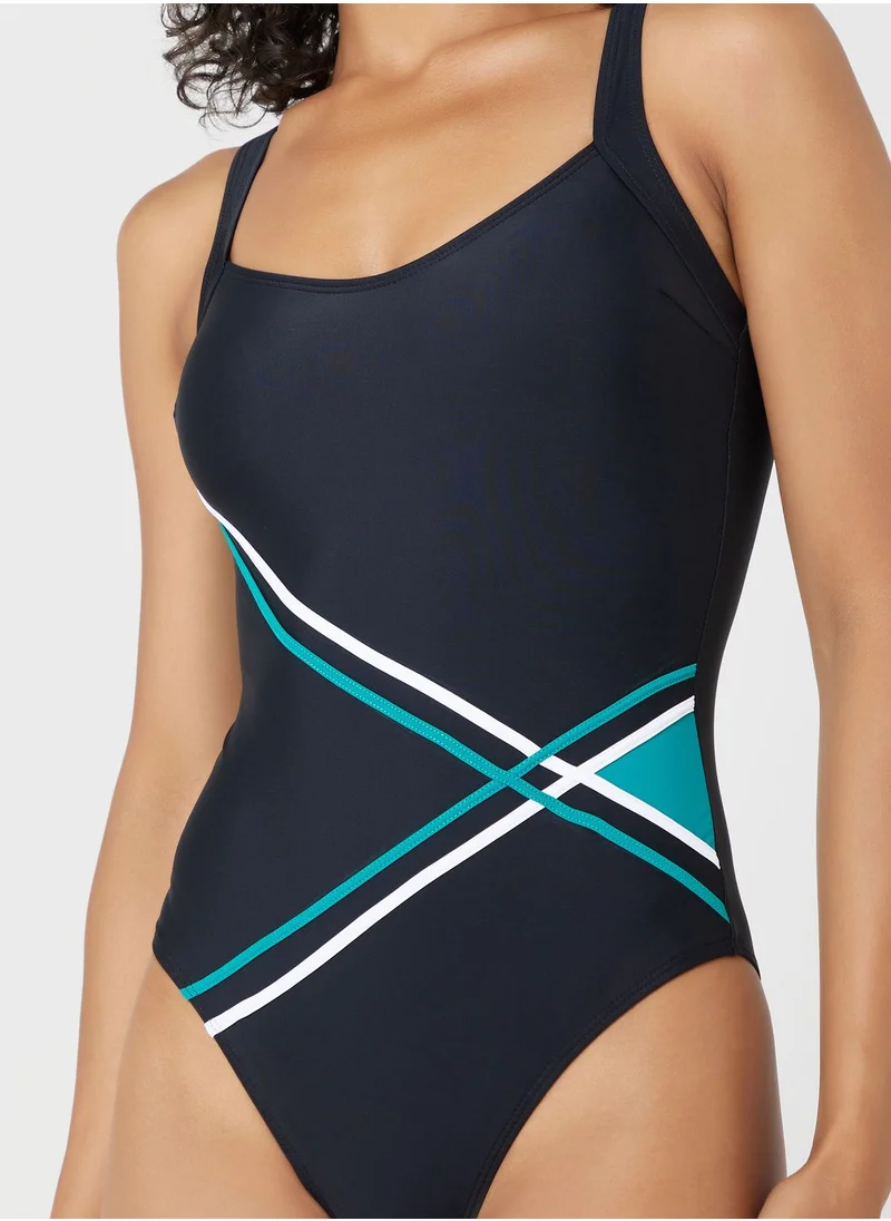 FRWD Stripe Detail Sleeveless Swimsuit