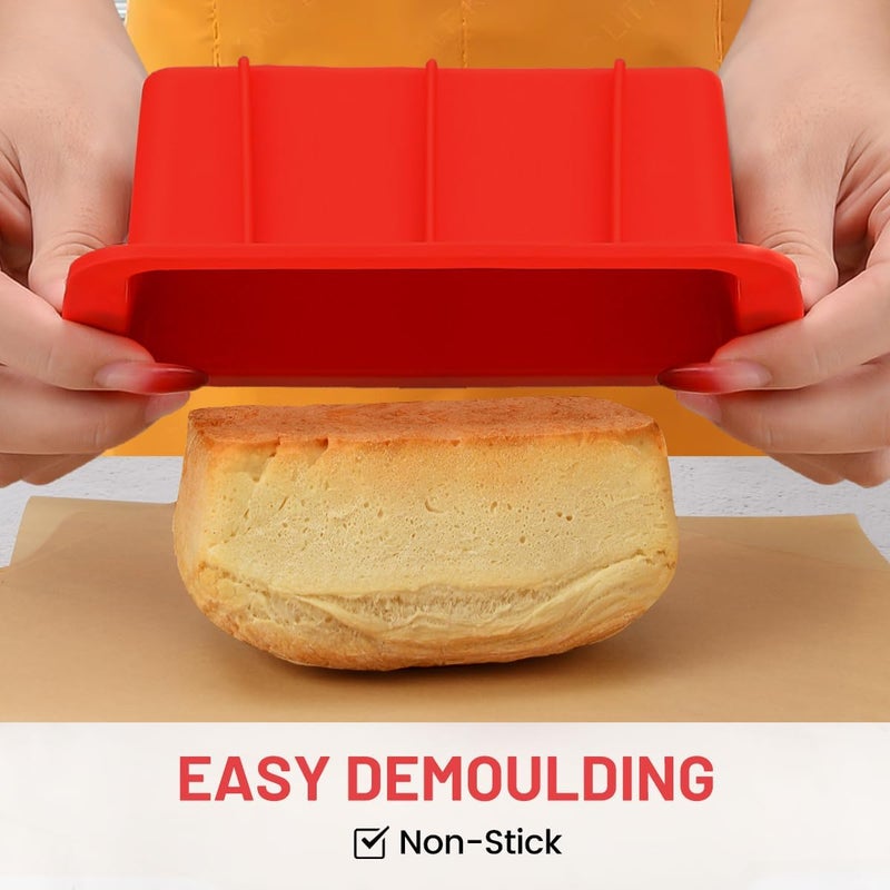 CAKETIME Silicone Mini Bread Loaf Pans for Baking, Small Loaf Pan Set of 4, 2.7x5.4 Inch Nonstick Bread Silicone Molds for Toast, Brownie, Loaf, Cake, Soaps - Image 4
