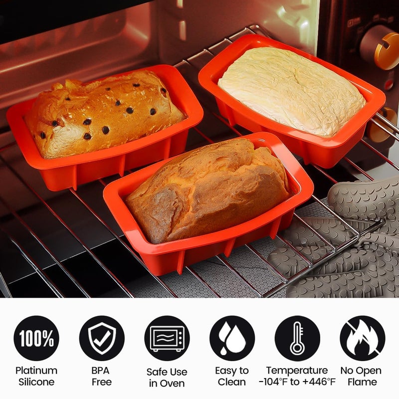 CAKETIME Silicone Mini Bread Loaf Pans for Baking, Small Loaf Pan Set of 4, 2.7x5.4 Inch Nonstick Bread Silicone Molds for Toast, Brownie, Loaf, Cake, Soaps - Image 5