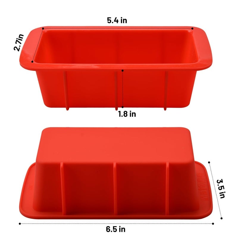 CAKETIME Silicone Mini Bread Loaf Pans for Baking, Small Loaf Pan Set of 4, 2.7x5.4 Inch Nonstick Bread Silicone Molds for Toast, Brownie, Loaf, Cake, Soaps - Image 2