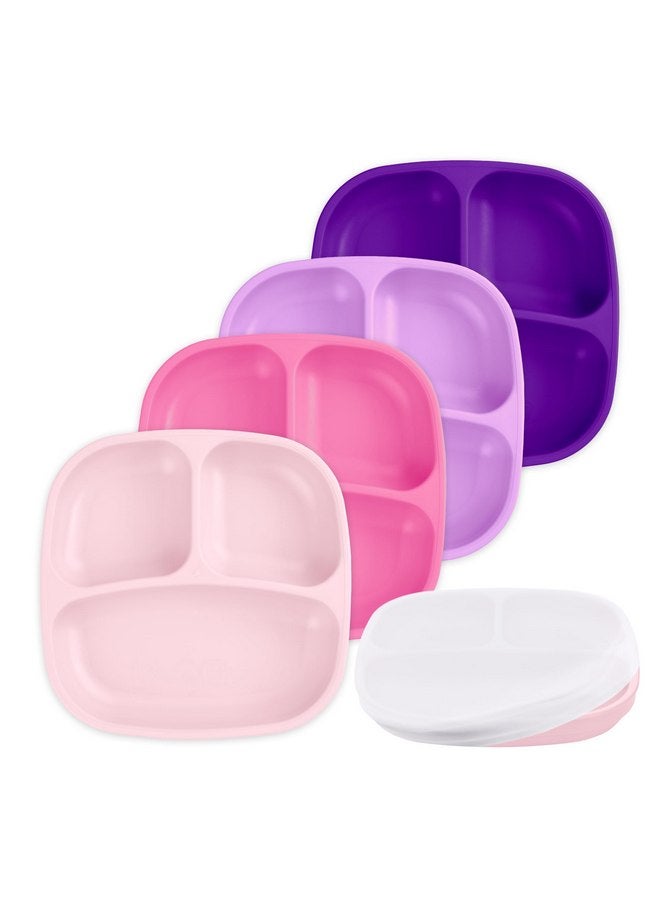 Re-Play - 4 Pack 7.37" Divided Plates with Deep Sides for Baby, Toddler & Child Feeding - BPA Free - Made in USA from Recycled Milk Jugs - Princess - Image 1