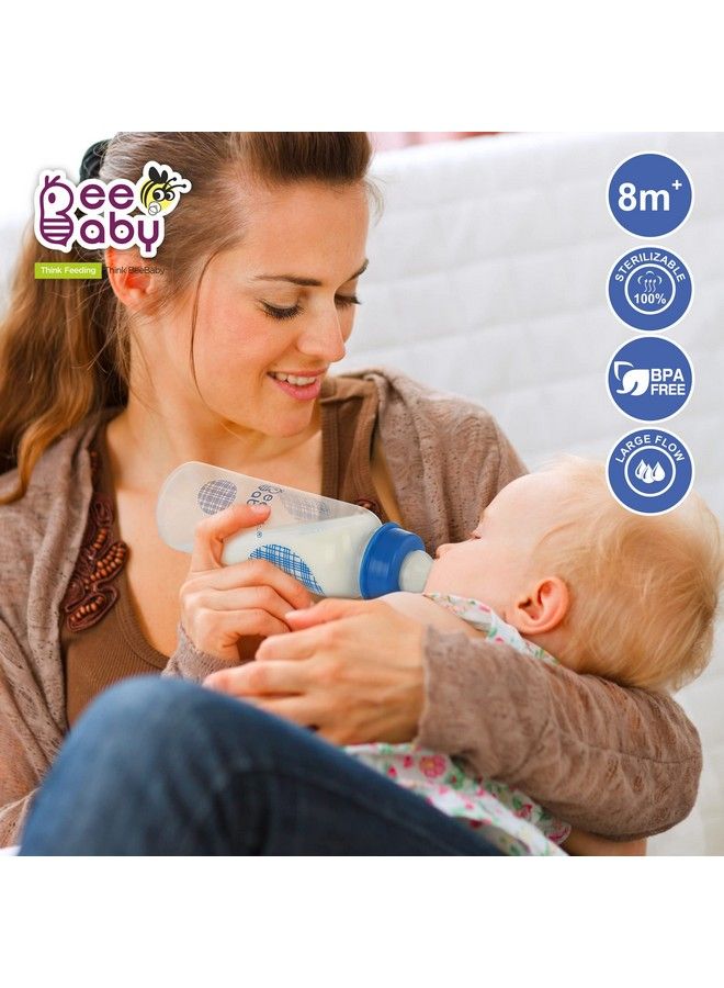 Beebaby Basic Slim Neck Baby Feeding Bottle With Premium Anticolic Comfort Silicone Nipple For New Born Infant Toddler Babies 100% Bpa Free 8 Months + (250 Ml 8 Oz.) (Blue) (Pack Of 2) - Image 4