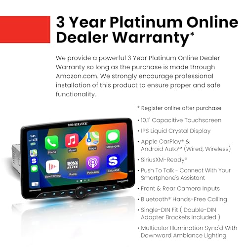 BOSS Audio Systems Elite BE10ACP.WX Single DIN Car Stereo Wireless Apple CarPlay, Android Auto, 10.1 Inch Touchscreen, Sirius XM-Ready, Bluetooth - Image 5