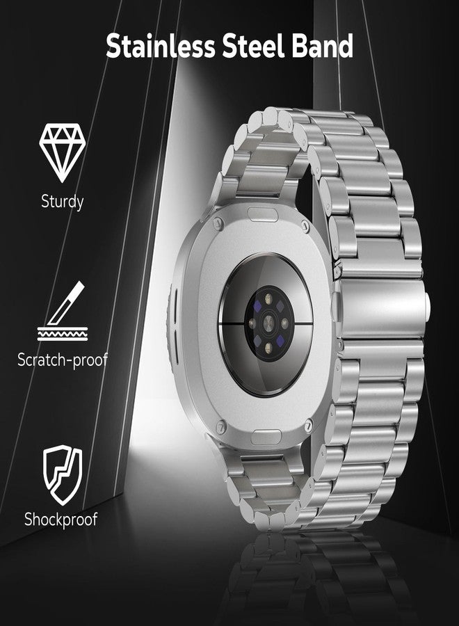 MoKo Metal Band Compatible with Samsung Galaxy Watch 8 Band 40mm 44mm/Galaxy Watch 8 Classic 46mm, No Gap Business Stainless Steel Strap for Men Women, Silver - Image 3
