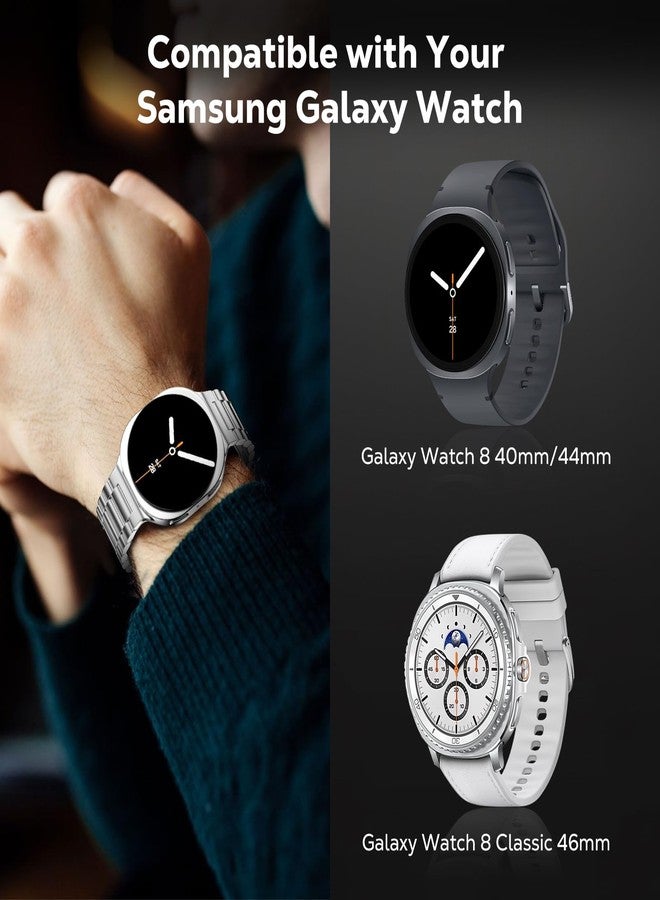 MoKo Metal Band Compatible with Samsung Galaxy Watch 8 Band 40mm 44mm/Galaxy Watch 8 Classic 46mm, No Gap Business Stainless Steel Strap for Men Women, Silver - Image 2