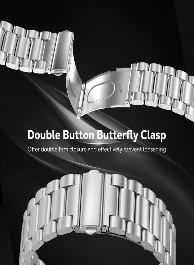 MoKo Metal Band Compatible with Samsung Galaxy Watch 8 Band 40mm 44mm/Galaxy Watch 8 Classic 46mm, No Gap Business Stainless Steel Strap for Men Women, Silver - Image 4