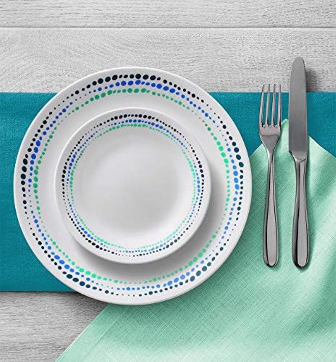 Corelle Ocean Blue Dinnerware Set for 6 | 18 Piece Chip and Crack Resistant Set with 6 Easy to Clean Dinner Plates, Appetizer Plates, and Soup and Cereal Bowls | Proudly Made in the USA - Image 3