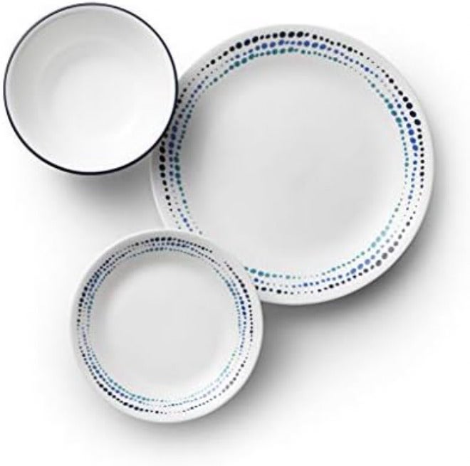 Corelle Ocean Blue Dinnerware Set for 6 | 18 Piece Chip and Crack Resistant Set with 6 Easy to Clean Dinner Plates, Appetizer Plates, and Soup and Cereal Bowls | Proudly Made in the USA - Image 2