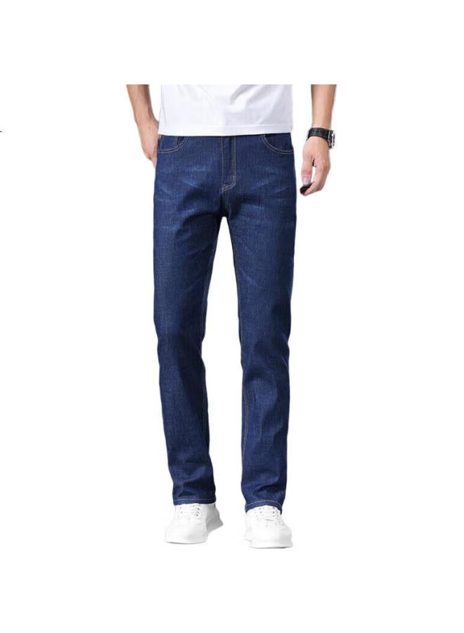 ROMON Men'S Summer Cotton Soft Elastic Loose Straight-Leg Business Casual Cool Feeling Pants Male 807 Deep Blue 35 - Image 1