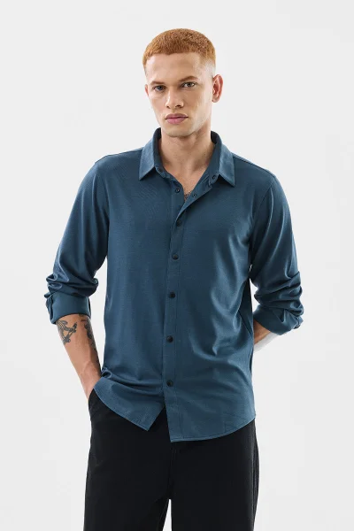SNITCH Madrigo Dark Teal Blue Shirt