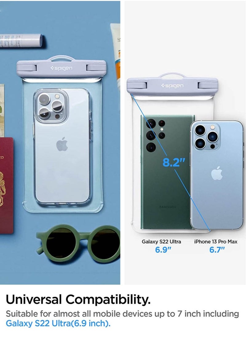 Spigen حافظة هاتف عالمية مقاومة للماء (عبوتان) IPX8 جراب A601 متوافق مع iPhone وSamsung Galaxy والهواتف الذكية حتى 7 بوصات - أزرق مائي  - Image 2