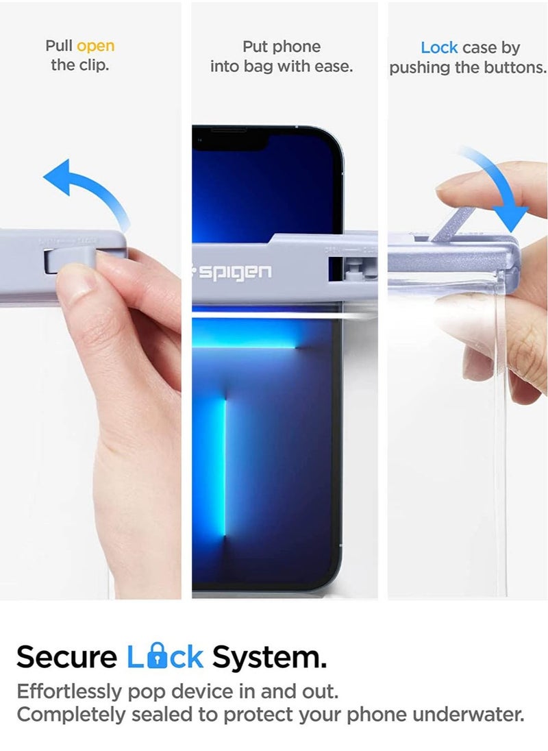 حافظة هاتف عالمية مقاومة للماء (عبوتان) IPX8 جراب A601 متوافق مع iPhone وSamsung Galaxy والهواتف الذكية حتى 7 بوصات - أزرق مائي