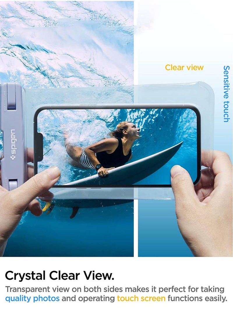 Spigen حافظة هاتف عالمية مقاومة للماء (عبوتان) IPX8 جراب A601 متوافق مع iPhone وSamsung Galaxy والهواتف الذكية حتى 7 بوصات - أزرق مائي  - Image 3