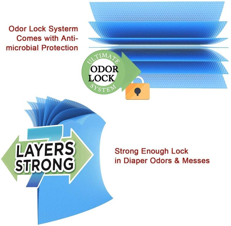 HeTaiDa أكياس إعادة تعبئة حفاضات، 1088 قطعة، 34 كيس، متوافقة تمامًا مع نظام التخلص من Arm&Hammer - Image 5