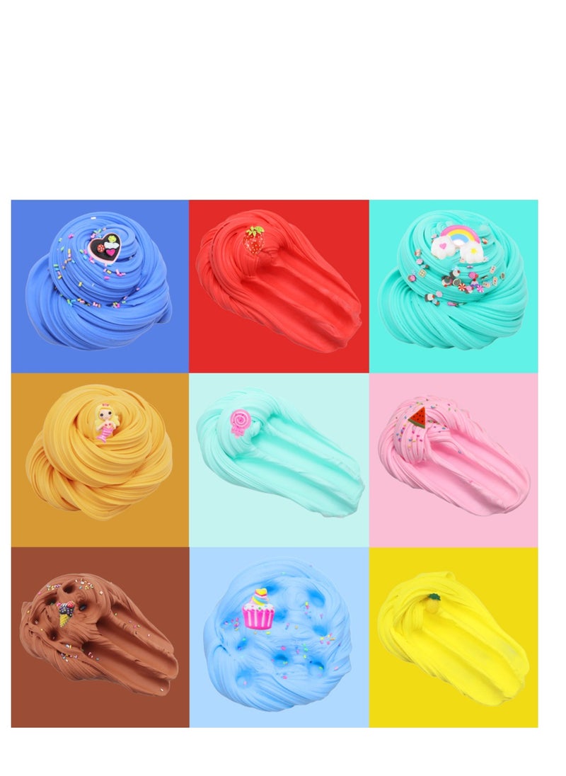 xppier - Pack of 9 Slime Kit with Charms – Non Sticky, Soft and Scented Butter Slime - Perfect for Fun, Learning and Increasing Focus in Kids and Adults - Image 1