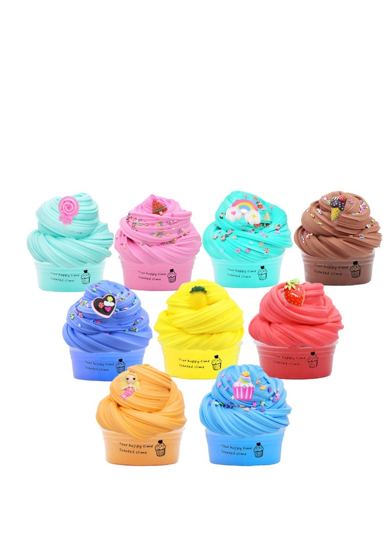xppier - Pack of 9 Slime Kit with Charms – Non Sticky, Soft and Scented Butter Slime - Perfect for Fun, Learning and Increasing Focus in Kids and Adults - Image 1