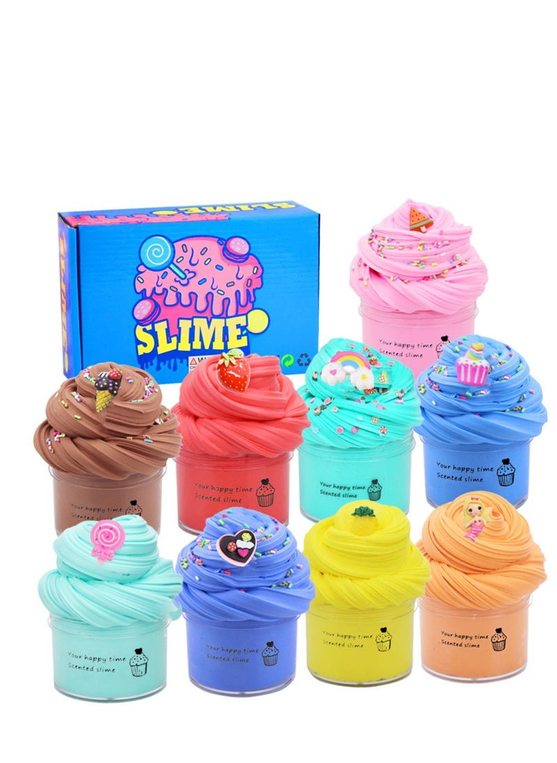 xppier - Pack of 9 Slime Kit with Charms – Non Sticky, Soft and Scented Butter Slime - Perfect for Fun, Learning and Increasing Focus in Kids and Adults - Image 1