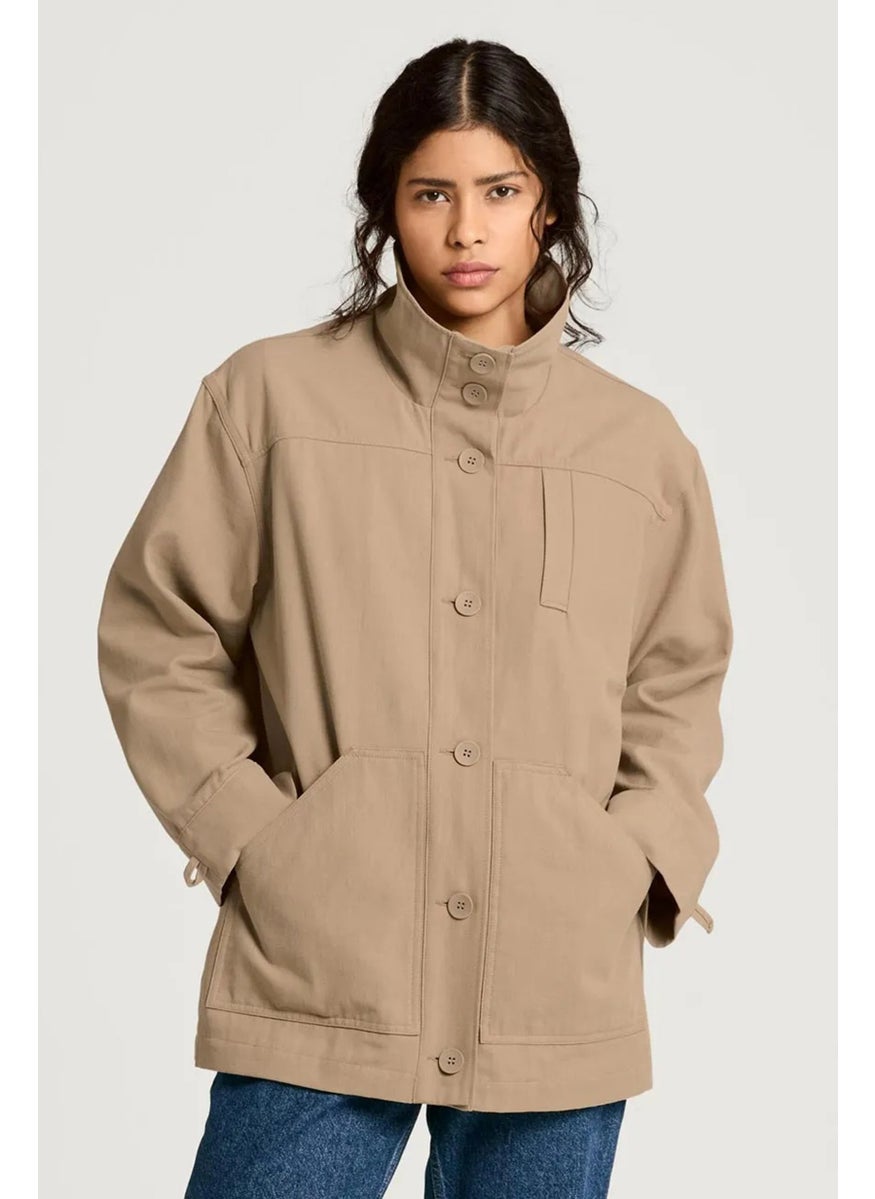Tchibo - Women Plain Parka Jackets, Tan - Image 1