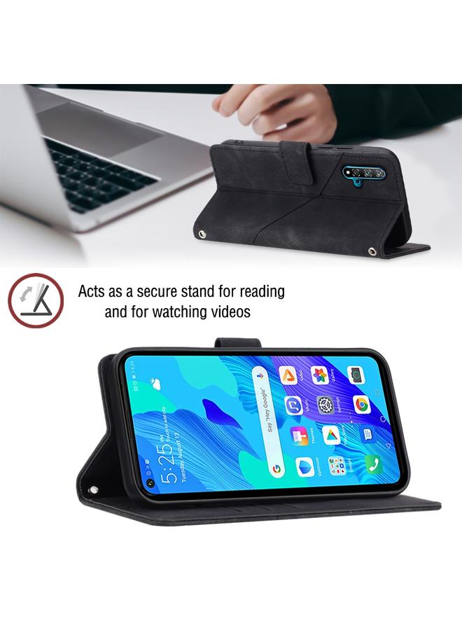 جرين تايجر جراب لهاتف Huawei nova 5T / Honor 20، جراب هاتف من الجلد المنقوش بملمس الجلد - Image 4