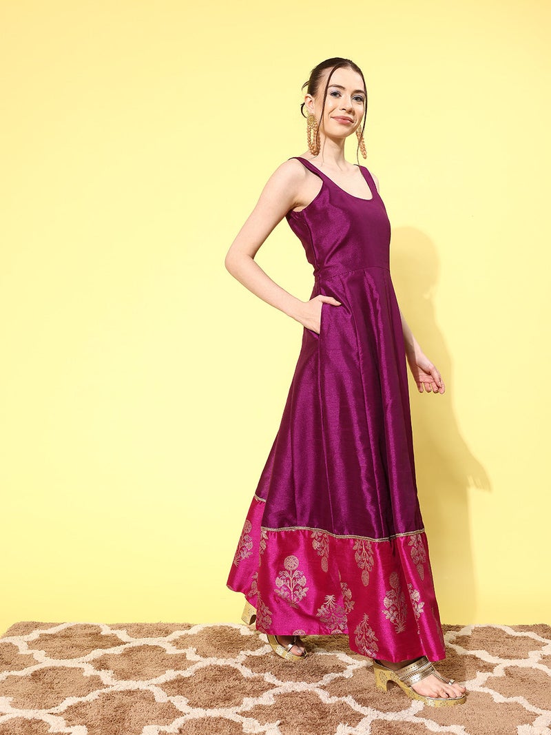 Ahalyaa Purple Ethnic Dress for Women - Image 3