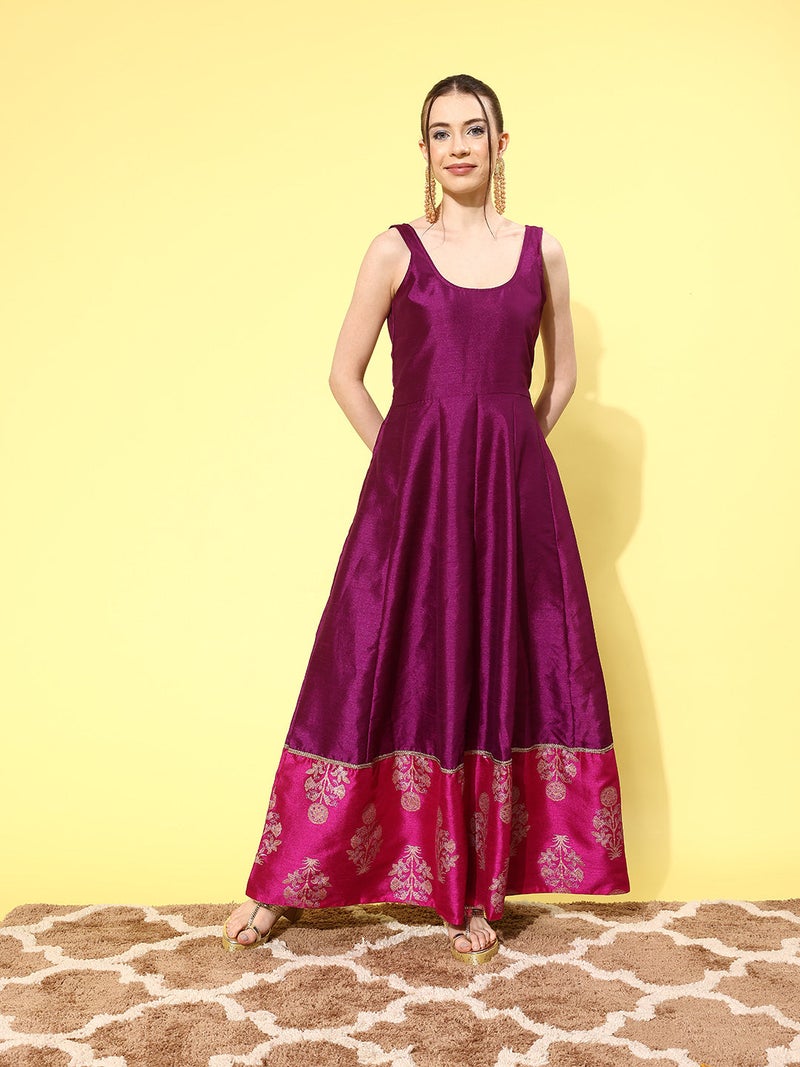 Ahalyaa Purple Ethnic Dress for Women - Image 2