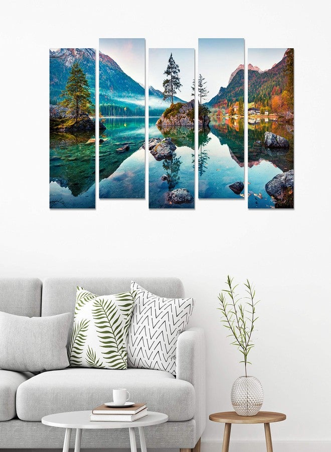 PAPER PLANE DESIGN 5 Panel Canvas Painting. Large size wooden framed split art print for living room wall decoration. (Scenic) - Image 4