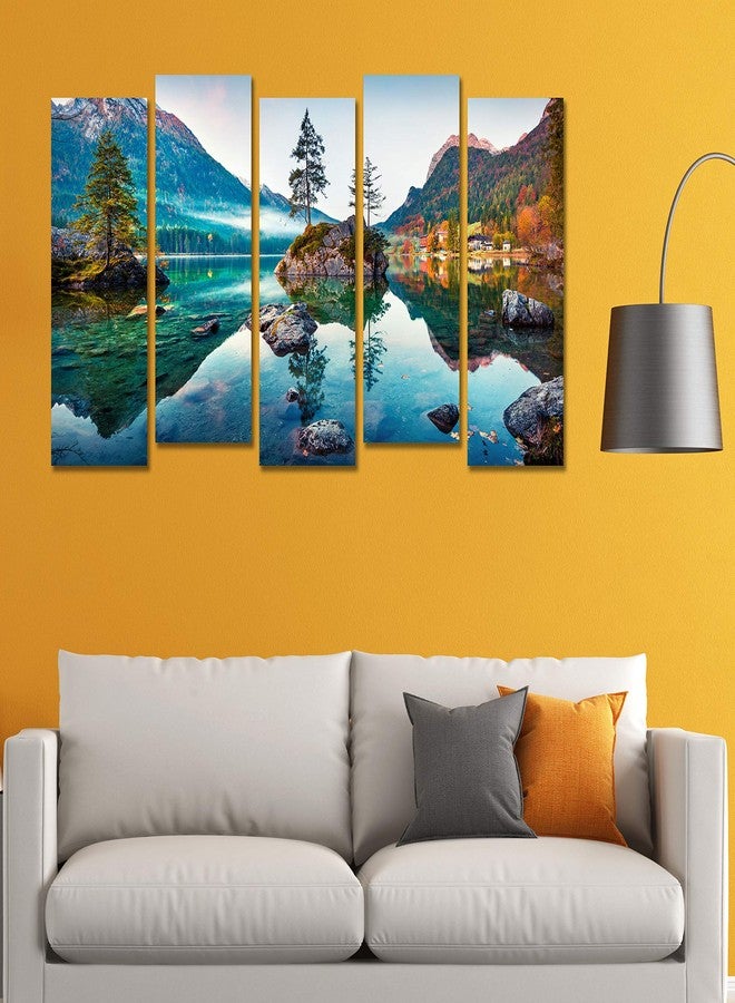 PAPER PLANE DESIGN 5 Panel Canvas Painting. Large size wooden framed split art print for living room wall decoration. (Scenic) - Image 3
