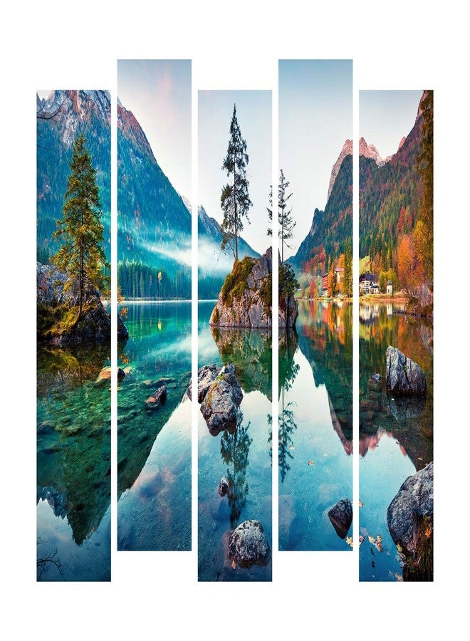 PAPER PLANE DESIGN 5 Panel Canvas Painting. Large size wooden framed split art print for living room wall decoration. (Scenic) - Image 1