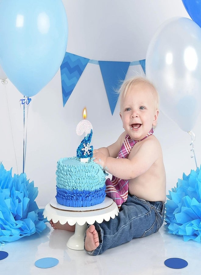 LEBERY Blue Snowflake Number 2 Birthday Candle Frozen Themed Birthday Cake Candles Glitter Number 2 Candle Cake Topper Blue Snow Winter Holiday Candles for Kids Adults Birthday Wedding Party Supply - Image 4