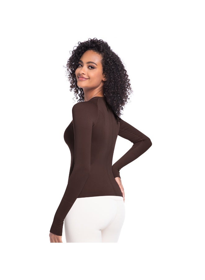 Seamless Yoga Shirts Women's Gym Crew Neck Long Sleeve Fitness Tops Workout Clothes Sportswear High Stretchy Running T-shirts - Image 5