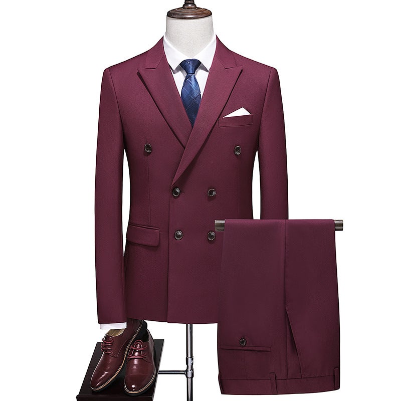 Long-Term Supply Of Men'S Double-Breasted Suits, Two-Piece Jackets, Professional Attire, Banquet Suits, Light Business Slim-Fit Suits - Image 2