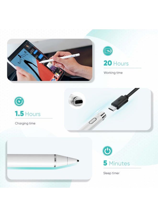 ORIbox - Stylus Pen for iPad, Digital Pencil Smooth Precision Capacitive Pen Ultra Fine Point, Universal for iPhone/iPad Pro/Mini/Air/Android/Microsoft/Surface and Other Touch Screens, E-White - Image 1