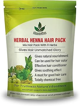 Havintha Natural Herbal Henna Hair Pack 11 Herbs Mix Mehandi Powder 227 G - Image 1