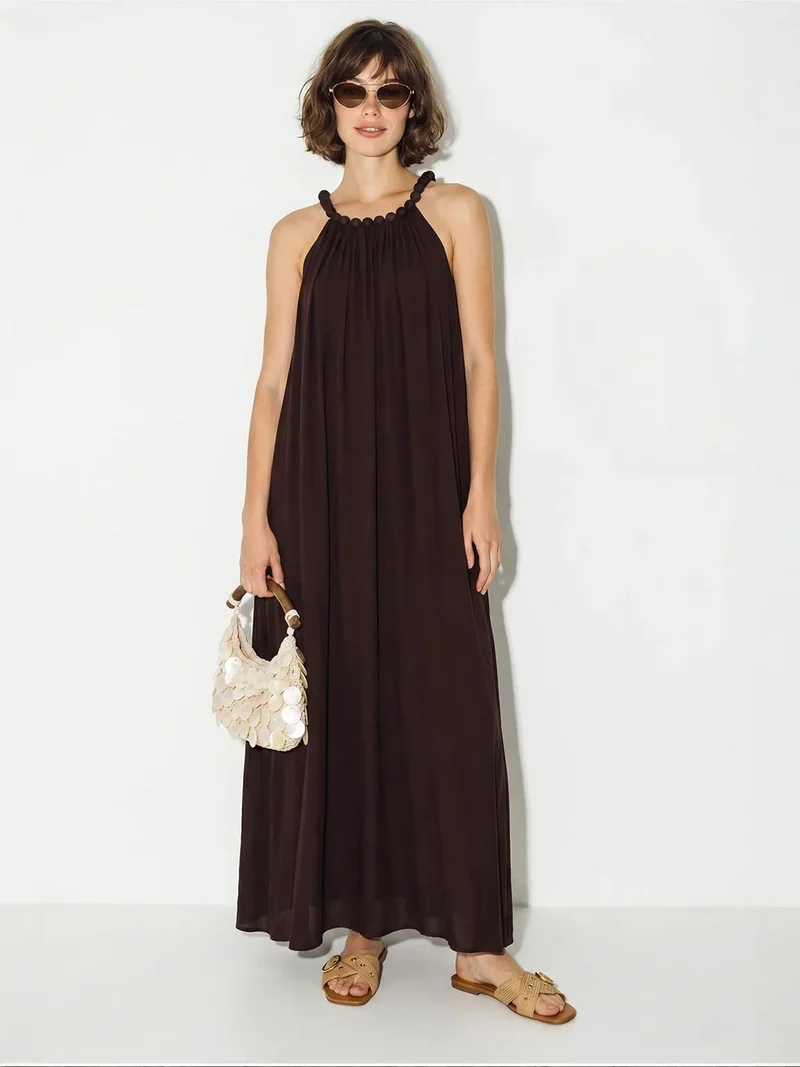 LUCCI Women's Halter Maxi Dress With Pocket