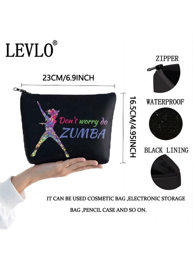 LEVLO Zumba Dancer Cosmetic Make Up Bag Gift For Zumba Lover Don't Worry Do Zumba Makeup Zipper Pouch Bag (Do Zumba Black)  - Image 2