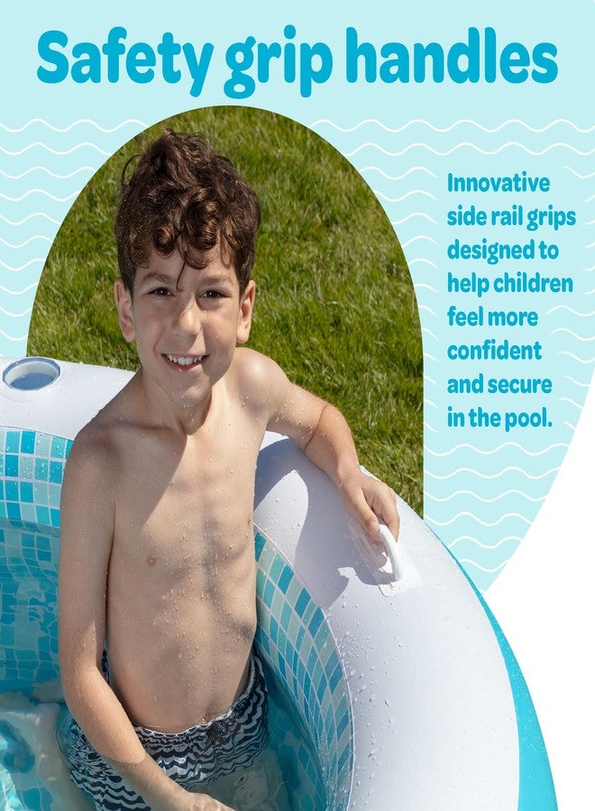 GRIP A POOL مسبح دائري قابل للنفخ من جريب أ بول، مزود بأرضية مبطنة قابلة للنفخ، وحامل أكواب، ومقابض، وفتحة تصريف - 60 بوصة × 22 بوصة عمق، مسبح دائري كبير للأطفال، مثالي للبالغين والأطفال من عمر 4 إلى 8 سنوات فما فوق. - Image 5